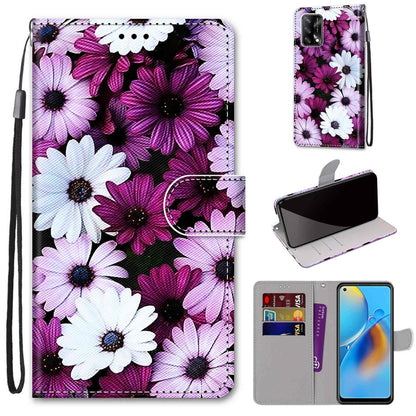Coloured Drawing Cross Texture Horizontal Flip PU Leather Case with Holder & Card Slots & Wallet & Lanyard, For OPPO F19 / A74 4G