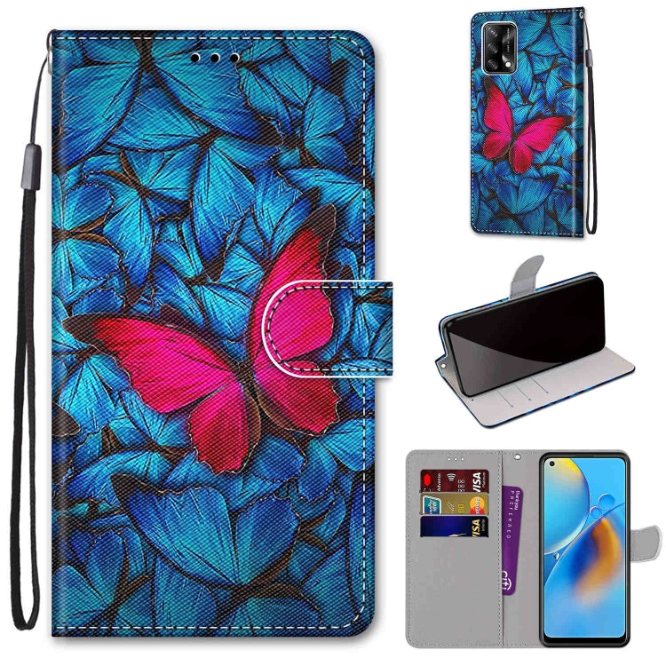 Coloured Drawing Cross Texture Horizontal Flip PU Leather Case with Holder & Card Slots & Wallet & Lanyard, For OPPO F19 / A74 4G