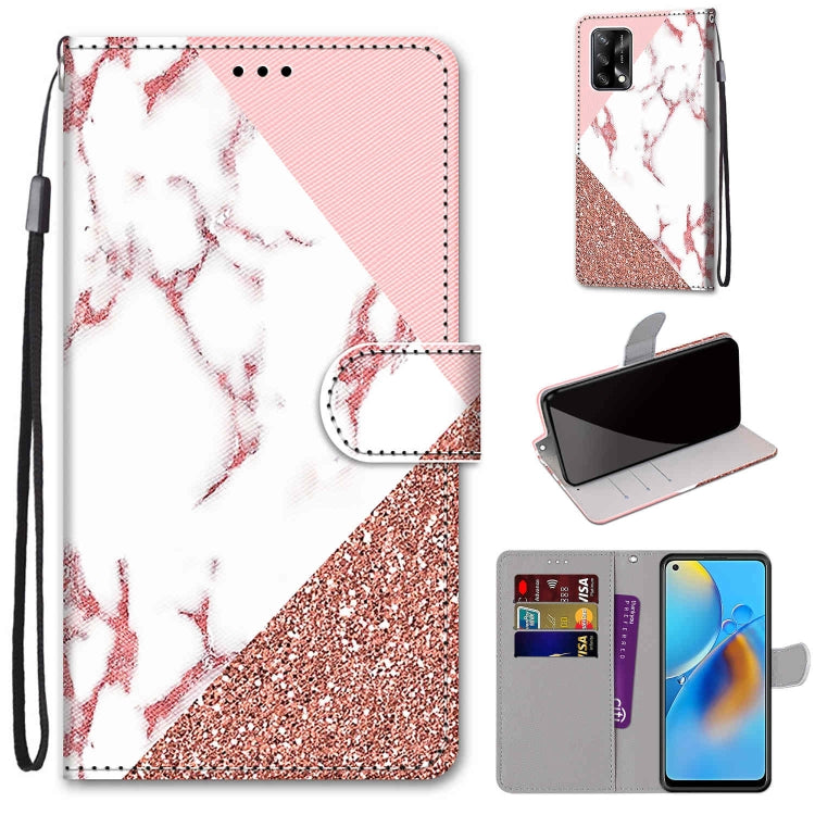 Coloured Drawing Cross Texture Horizontal Flip PU Leather Case with Holder & Card Slots & Wallet & Lanyard, For OPPO F19 / A74 4G