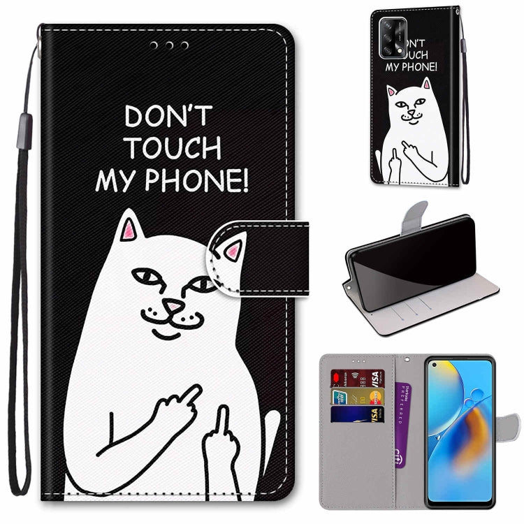 Coloured Drawing Cross Texture Horizontal Flip PU Leather Case with Holder & Card Slots & Wallet & Lanyard, For OPPO F19 / A74 4G