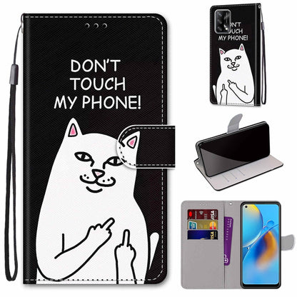 Coloured Drawing Cross Texture Horizontal Flip PU Leather Case with Holder & Card Slots & Wallet & Lanyard, For OPPO F19 / A74 4G