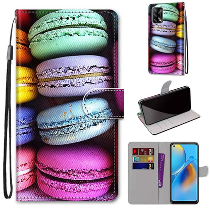 Coloured Drawing Cross Texture Horizontal Flip PU Leather Case with Holder & Card Slots & Wallet & Lanyard, For OPPO F19 / A74 4G