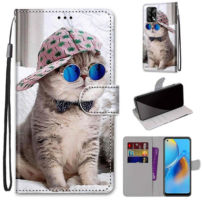 Coloured Drawing Cross Texture Horizontal Flip PU Leather Case with Holder & Card Slots & Wallet & Lanyard, For OPPO F19 / A74 4G