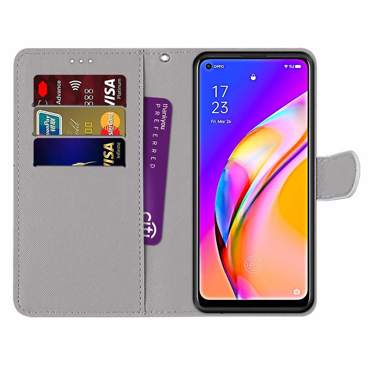 Coloured Drawing Cross Texture Horizontal Flip PU Leather Case with Holder & Card Slots & Wallet & Lanyard, For OPPO A94 5G / A95 5G / F19 Pro+ 5G