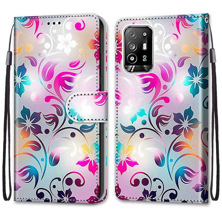 Coloured Drawing Cross Texture Horizontal Flip PU Leather Case with Holder & Card Slots & Wallet & Lanyard, For OPPO A94 5G / A95 5G / F19 Pro+ 5G