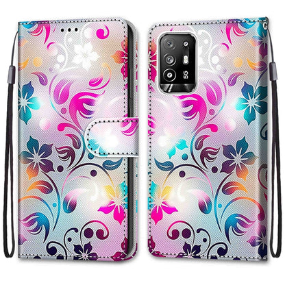 Coloured Drawing Cross Texture Horizontal Flip PU Leather Case with Holder & Card Slots & Wallet & Lanyard, For OPPO A94 5G / A95 5G / F19 Pro+ 5G