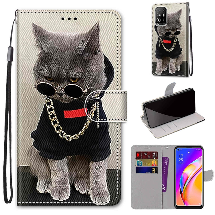 Coloured Drawing Cross Texture Horizontal Flip PU Leather Case with Holder & Card Slots & Wallet & Lanyard, For OPPO A94 5G / A95 5G / F19 Pro+ 5G