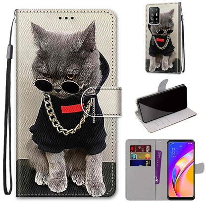 Coloured Drawing Cross Texture Horizontal Flip PU Leather Case with Holder & Card Slots & Wallet & Lanyard, For OPPO A94 5G / A95 5G / F19 Pro+ 5G