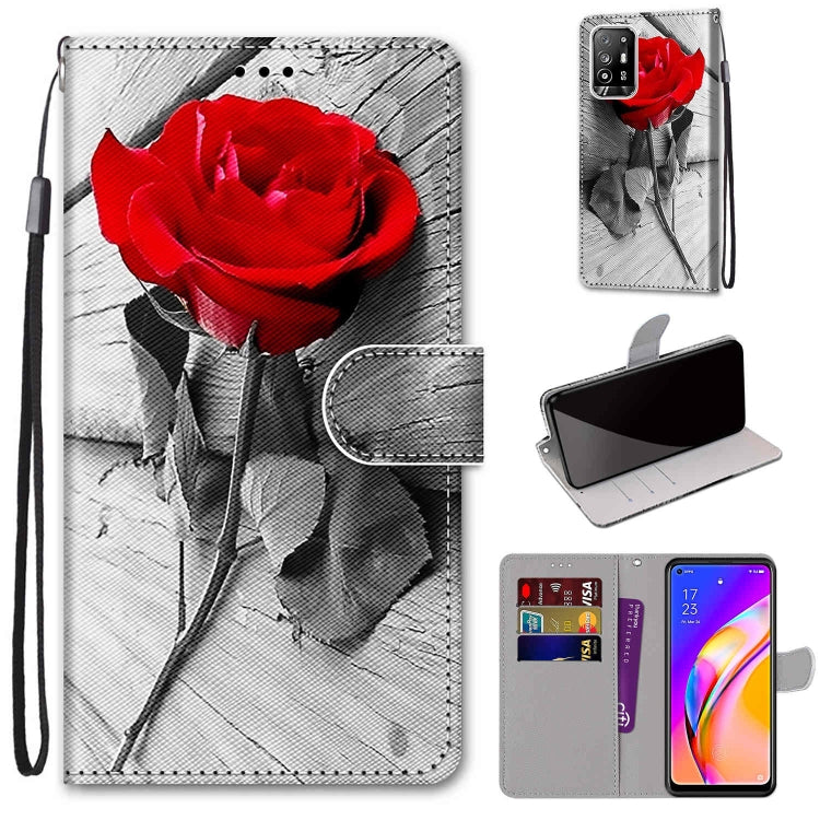 Coloured Drawing Cross Texture Horizontal Flip PU Leather Case with Holder & Card Slots & Wallet & Lanyard, For OPPO A94 5G / A95 5G / F19 Pro+ 5G