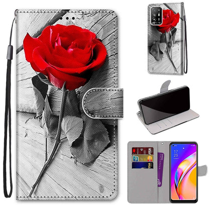 Coloured Drawing Cross Texture Horizontal Flip PU Leather Case with Holder & Card Slots & Wallet & Lanyard, For OPPO A94 5G / A95 5G / F19 Pro+ 5G
