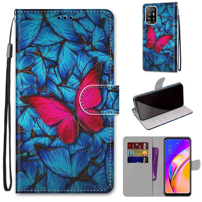 Coloured Drawing Cross Texture Horizontal Flip PU Leather Case with Holder & Card Slots & Wallet & Lanyard, For OPPO A94 5G / A95 5G / F19 Pro+ 5G