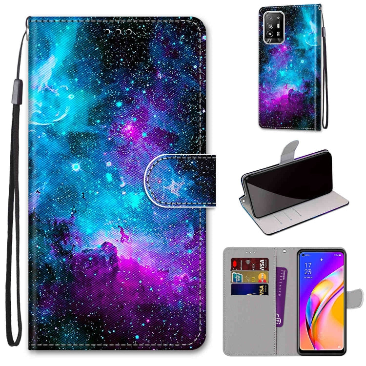 Coloured Drawing Cross Texture Horizontal Flip PU Leather Case with Holder & Card Slots & Wallet & Lanyard, For OPPO A94 5G / A95 5G / F19 Pro+ 5G