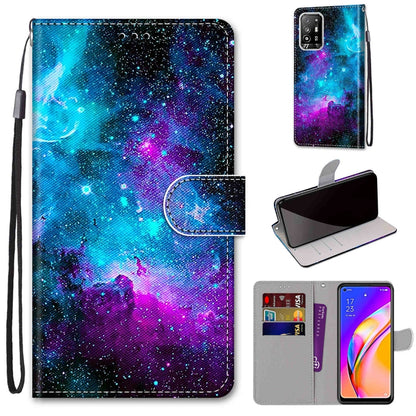 Coloured Drawing Cross Texture Horizontal Flip PU Leather Case with Holder & Card Slots & Wallet & Lanyard, For OPPO A94 5G / A95 5G / F19 Pro+ 5G