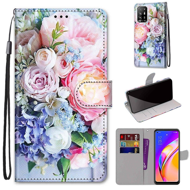 Coloured Drawing Cross Texture Horizontal Flip PU Leather Case with Holder & Card Slots & Wallet & Lanyard, For OPPO A94 5G / A95 5G / F19 Pro+ 5G