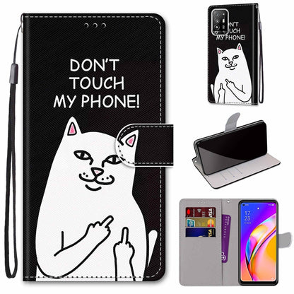 Coloured Drawing Cross Texture Horizontal Flip PU Leather Case with Holder & Card Slots & Wallet & Lanyard, For OPPO A94 5G / A95 5G / F19 Pro+ 5G