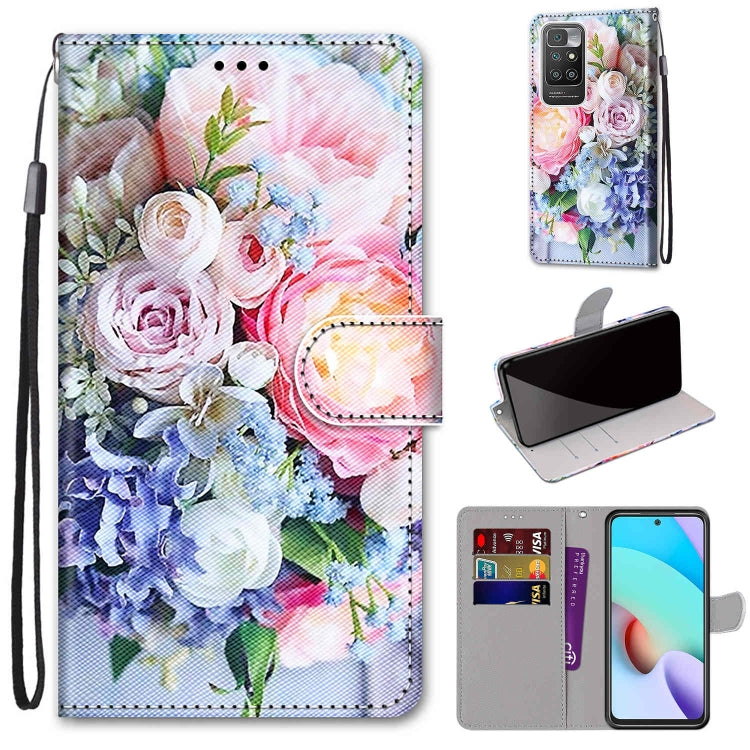 Coloured Drawing Cross Texture Horizontal Flip PU Leather Case with Holder & Card Slots & Wallet & Lanyard, For Xiaomi Redmi 10
