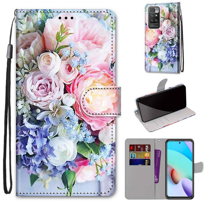 Coloured Drawing Cross Texture Horizontal Flip PU Leather Case with Holder & Card Slots & Wallet & Lanyard, For Xiaomi Redmi 10