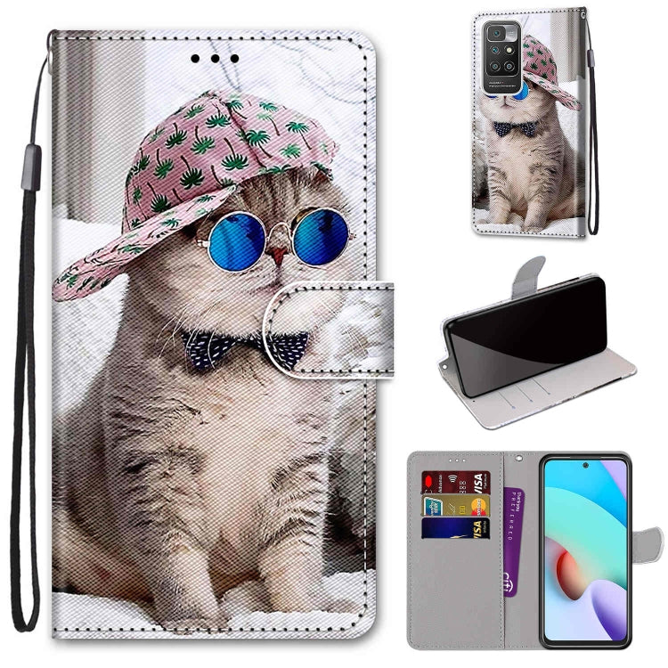 Coloured Drawing Cross Texture Horizontal Flip PU Leather Case with Holder & Card Slots & Wallet & Lanyard, For Xiaomi Redmi 10