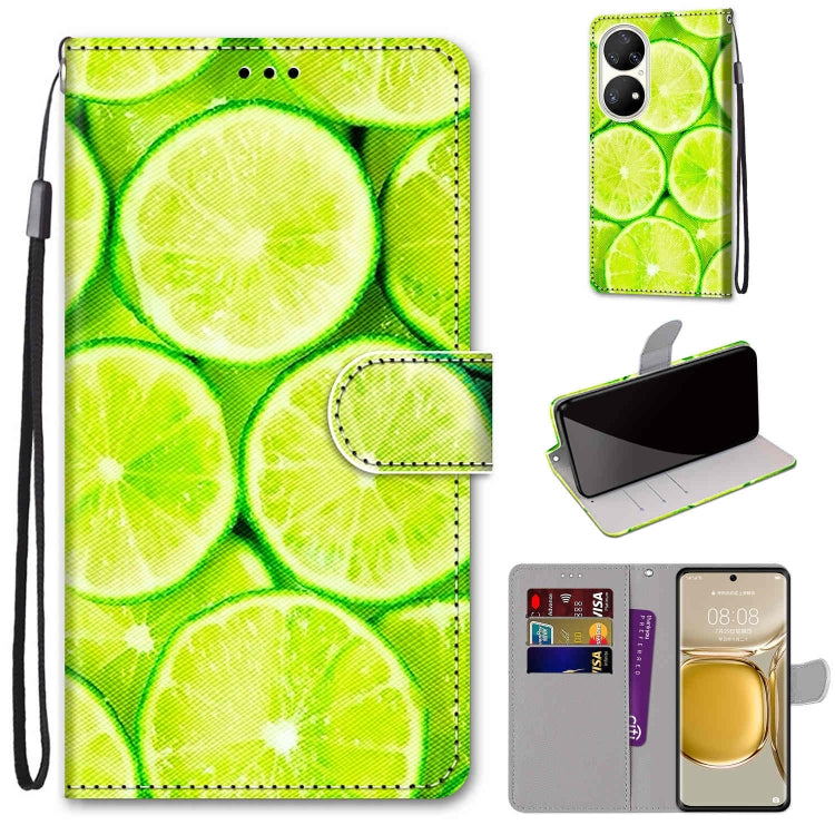 Coloured Drawing Cross Texture Horizontal Flip PU Leather Case with Holder & Card Slots & Wallet & Lanyard, For Huawei P50 Pro