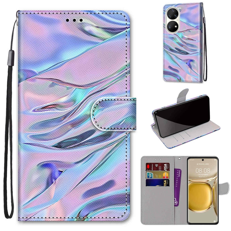 Coloured Drawing Cross Texture Horizontal Flip PU Leather Case with Holder & Card Slots & Wallet & Lanyard, For Huawei P50 Pro