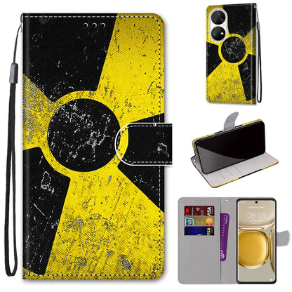 Coloured Drawing Cross Texture Horizontal Flip PU Leather Case with Holder & Card Slots & Wallet & Lanyard, For Huawei P50 Pro