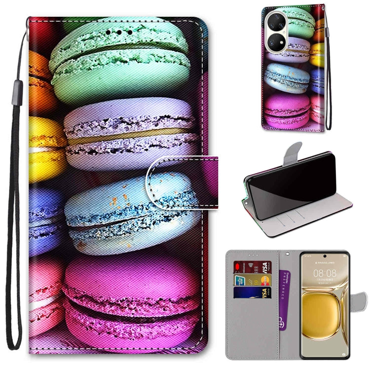Coloured Drawing Cross Texture Horizontal Flip PU Leather Case with Holder & Card Slots & Wallet & Lanyard, For Huawei P50 Pro