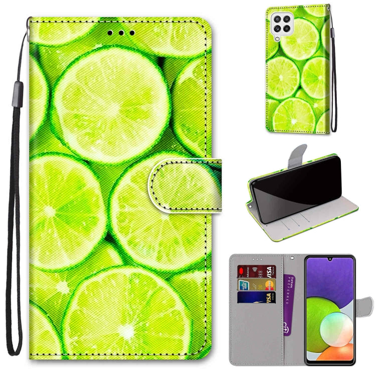 Coloured Drawing Cross Texture Horizontal Flip PU Leather Case with Holder & Card Slots & Wallet & Lanyard, For Samsung Galaxy A22 4G