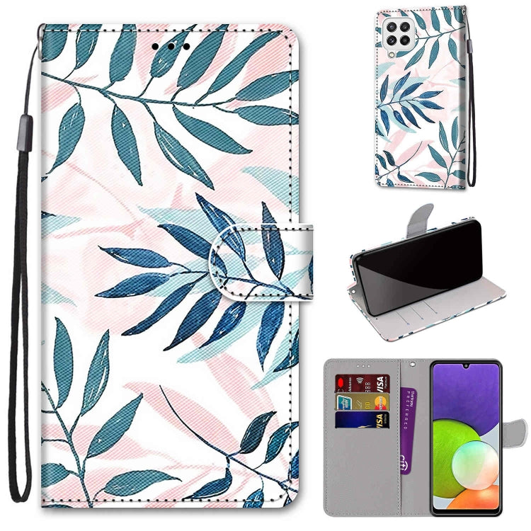 Coloured Drawing Cross Texture Horizontal Flip PU Leather Case with Holder & Card Slots & Wallet & Lanyard, For Samsung Galaxy A22 4G