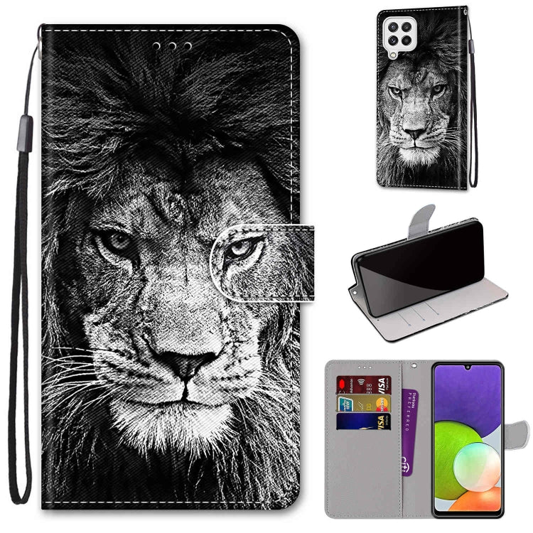 Coloured Drawing Cross Texture Horizontal Flip PU Leather Case with Holder & Card Slots & Wallet & Lanyard, For Samsung Galaxy A22 4G