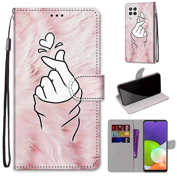Coloured Drawing Cross Texture Horizontal Flip PU Leather Case with Holder & Card Slots & Wallet & Lanyard, For Samsung Galaxy A22 4G