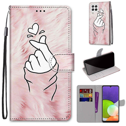 Coloured Drawing Cross Texture Horizontal Flip PU Leather Case with Holder & Card Slots & Wallet & Lanyard, For Samsung Galaxy A22 4G