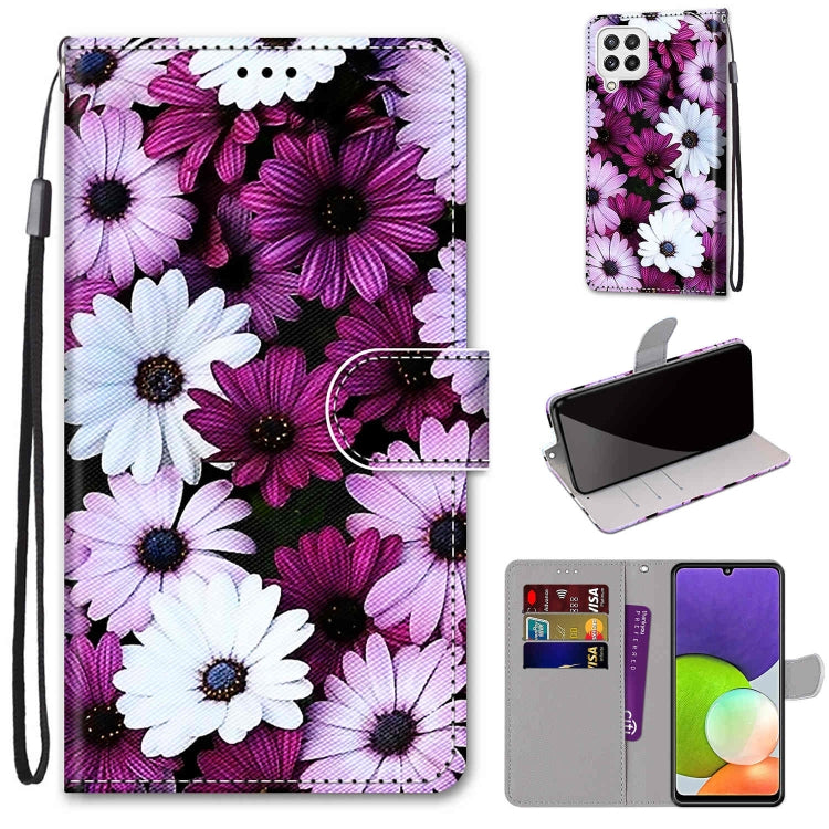 Coloured Drawing Cross Texture Horizontal Flip PU Leather Case with Holder & Card Slots & Wallet & Lanyard, For Samsung Galaxy A22 4G