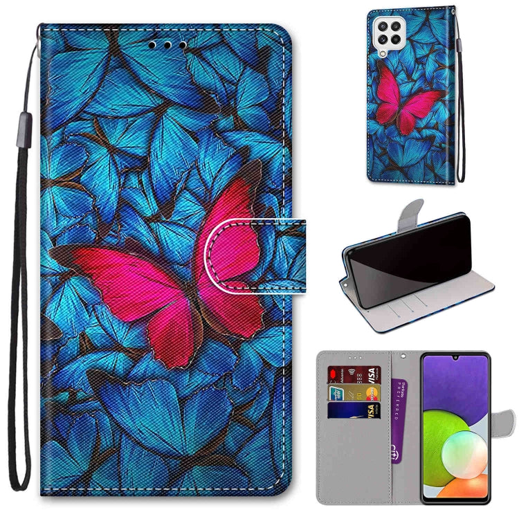 Coloured Drawing Cross Texture Horizontal Flip PU Leather Case with Holder & Card Slots & Wallet & Lanyard, For Samsung Galaxy A22 4G