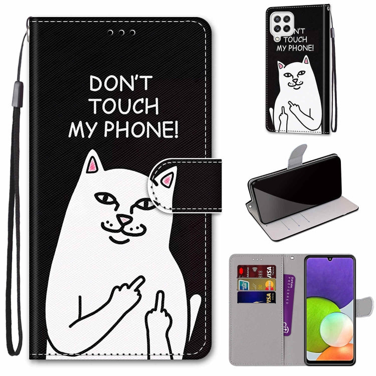 Coloured Drawing Cross Texture Horizontal Flip PU Leather Case with Holder & Card Slots & Wallet & Lanyard, For Samsung Galaxy A22 4G