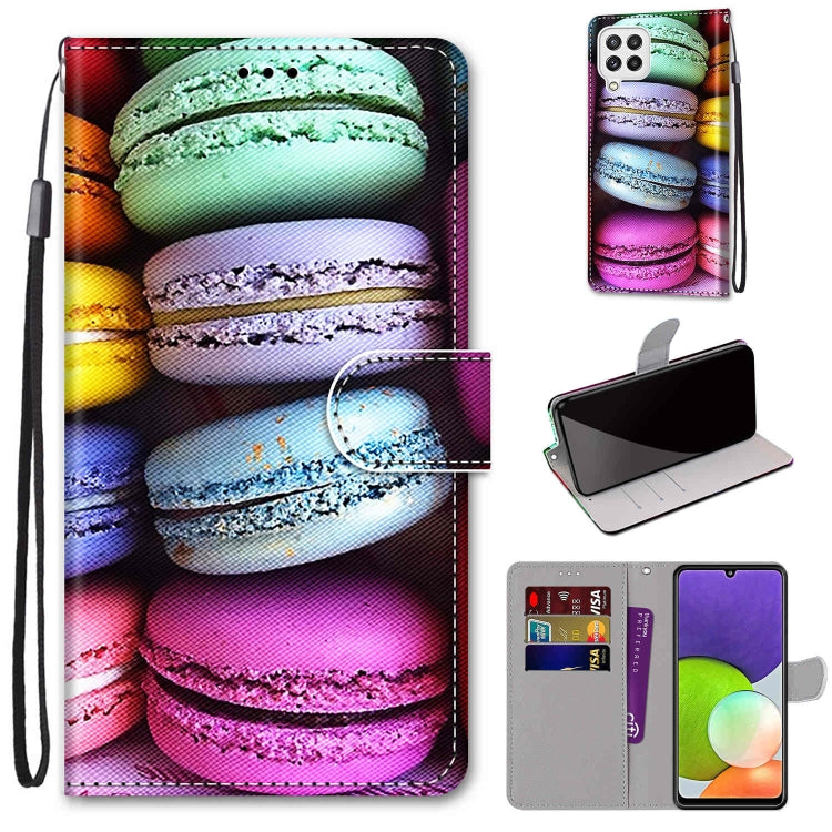 Coloured Drawing Cross Texture Horizontal Flip PU Leather Case with Holder & Card Slots & Wallet & Lanyard, For Samsung Galaxy A22 4G