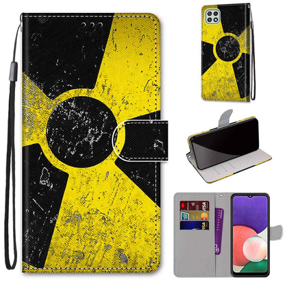 Coloured Drawing Cross Texture Horizontal Flip PU Leather Case with Holder & Card Slots & Wallet & Lanyard, For Samsung Galaxy A22 5G