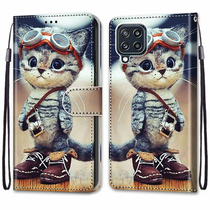 Coloured Drawing Cross Texture Horizontal Flip PU Leather Case with Holder & Card Slots & Wallet & Lanyard, For Samsung Galaxy M32 4G / F22
