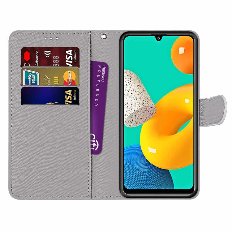 Coloured Drawing Cross Texture Horizontal Flip PU Leather Case with Holder & Card Slots & Wallet & Lanyard, For Samsung Galaxy M32 4G / F22