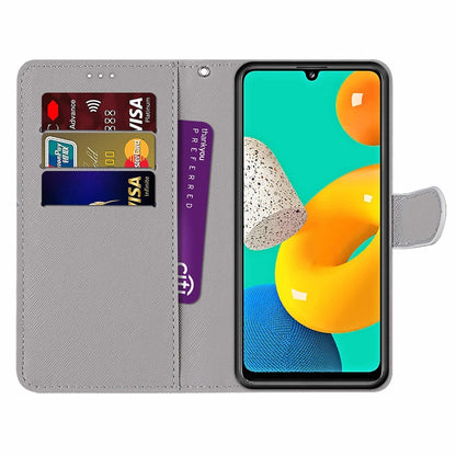 Coloured Drawing Cross Texture Horizontal Flip PU Leather Case with Holder & Card Slots & Wallet & Lanyard, For Samsung Galaxy M32 4G / F22