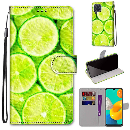 Coloured Drawing Cross Texture Horizontal Flip PU Leather Case with Holder & Card Slots & Wallet & Lanyard, For Samsung Galaxy M32 4G / F22