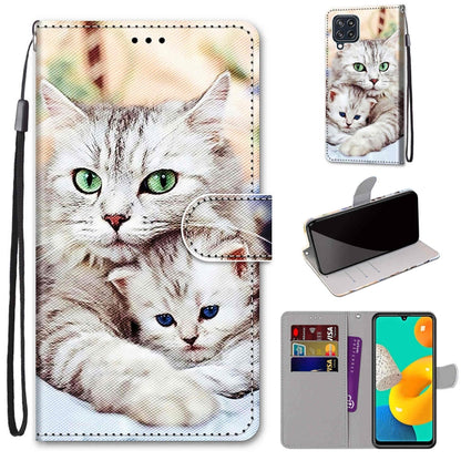 Coloured Drawing Cross Texture Horizontal Flip PU Leather Case with Holder & Card Slots & Wallet & Lanyard, For Samsung Galaxy M32 4G / F22