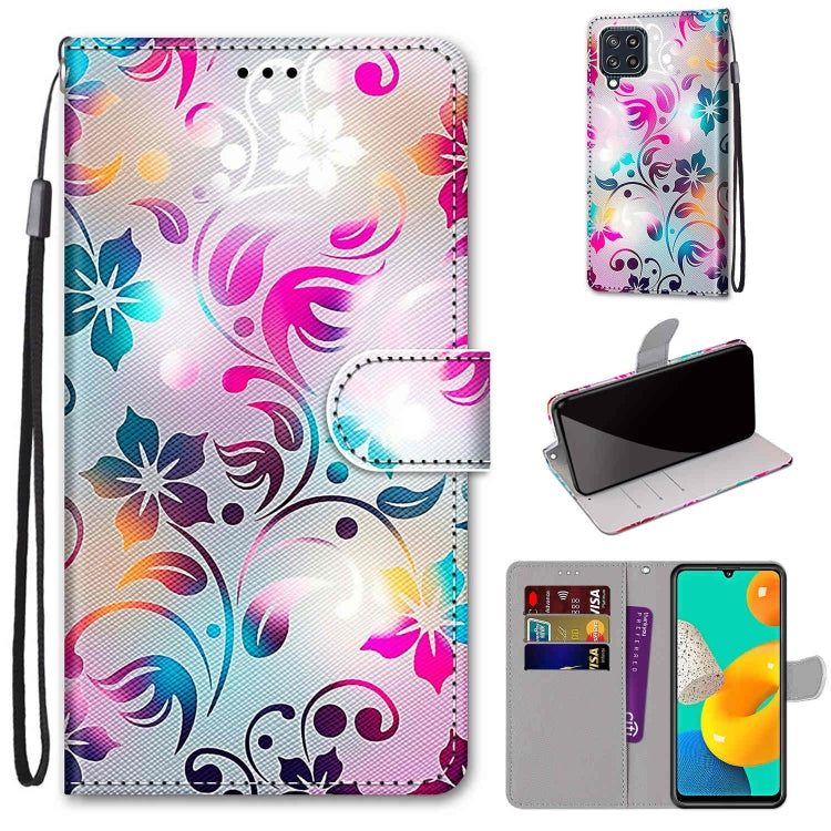 Coloured Drawing Cross Texture Horizontal Flip PU Leather Case with Holder & Card Slots & Wallet & Lanyard, For Samsung Galaxy M32 4G / F22
