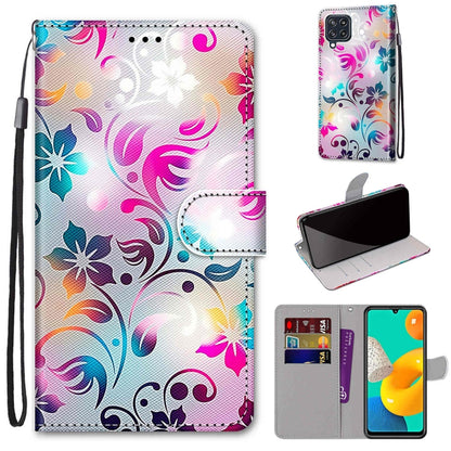 Coloured Drawing Cross Texture Horizontal Flip PU Leather Case with Holder & Card Slots & Wallet & Lanyard, For Samsung Galaxy M32 4G / F22