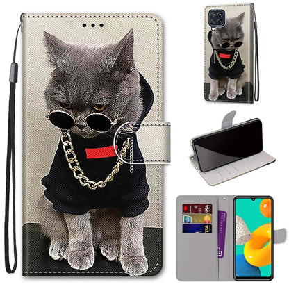 Coloured Drawing Cross Texture Horizontal Flip PU Leather Case with Holder & Card Slots & Wallet & Lanyard, For Samsung Galaxy M32 4G / F22