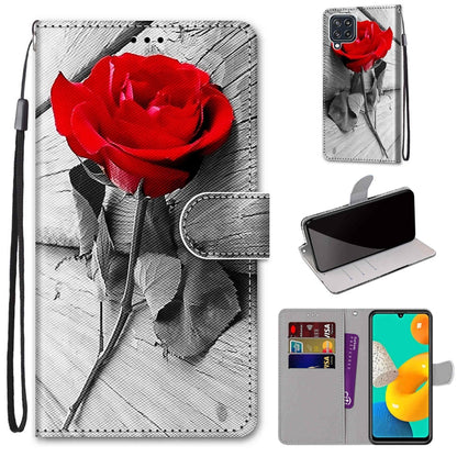Coloured Drawing Cross Texture Horizontal Flip PU Leather Case with Holder & Card Slots & Wallet & Lanyard, For Samsung Galaxy M32 4G / F22