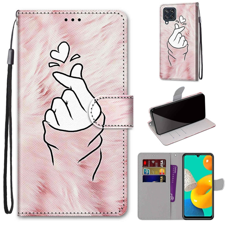 Coloured Drawing Cross Texture Horizontal Flip PU Leather Case with Holder & Card Slots & Wallet & Lanyard, For Samsung Galaxy M32 4G / F22
