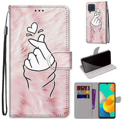 Coloured Drawing Cross Texture Horizontal Flip PU Leather Case with Holder & Card Slots & Wallet & Lanyard, For Samsung Galaxy M32 4G / F22