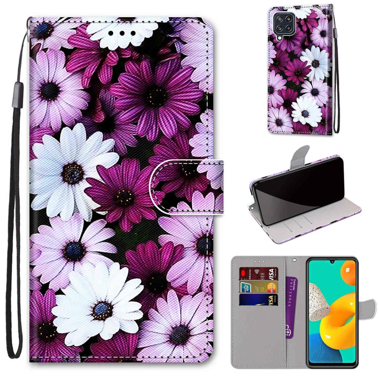 Coloured Drawing Cross Texture Horizontal Flip PU Leather Case with Holder & Card Slots & Wallet & Lanyard, For Samsung Galaxy M32 4G / F22