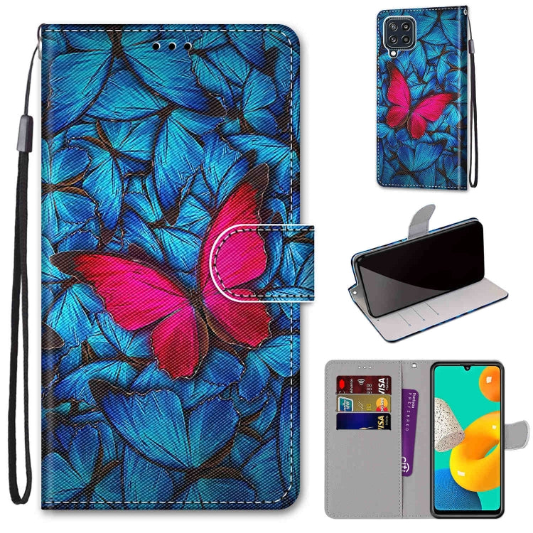 Coloured Drawing Cross Texture Horizontal Flip PU Leather Case with Holder & Card Slots & Wallet & Lanyard, For Samsung Galaxy M32 4G / F22