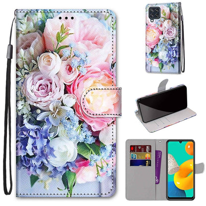 Coloured Drawing Cross Texture Horizontal Flip PU Leather Case with Holder & Card Slots & Wallet & Lanyard, For Samsung Galaxy M32 4G / F22